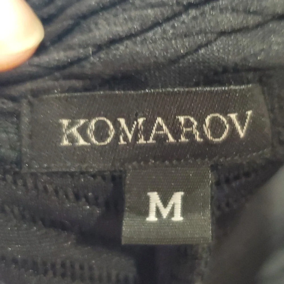 Komarov black textured zipper detailed fitted blazer - Picture 6 of 7